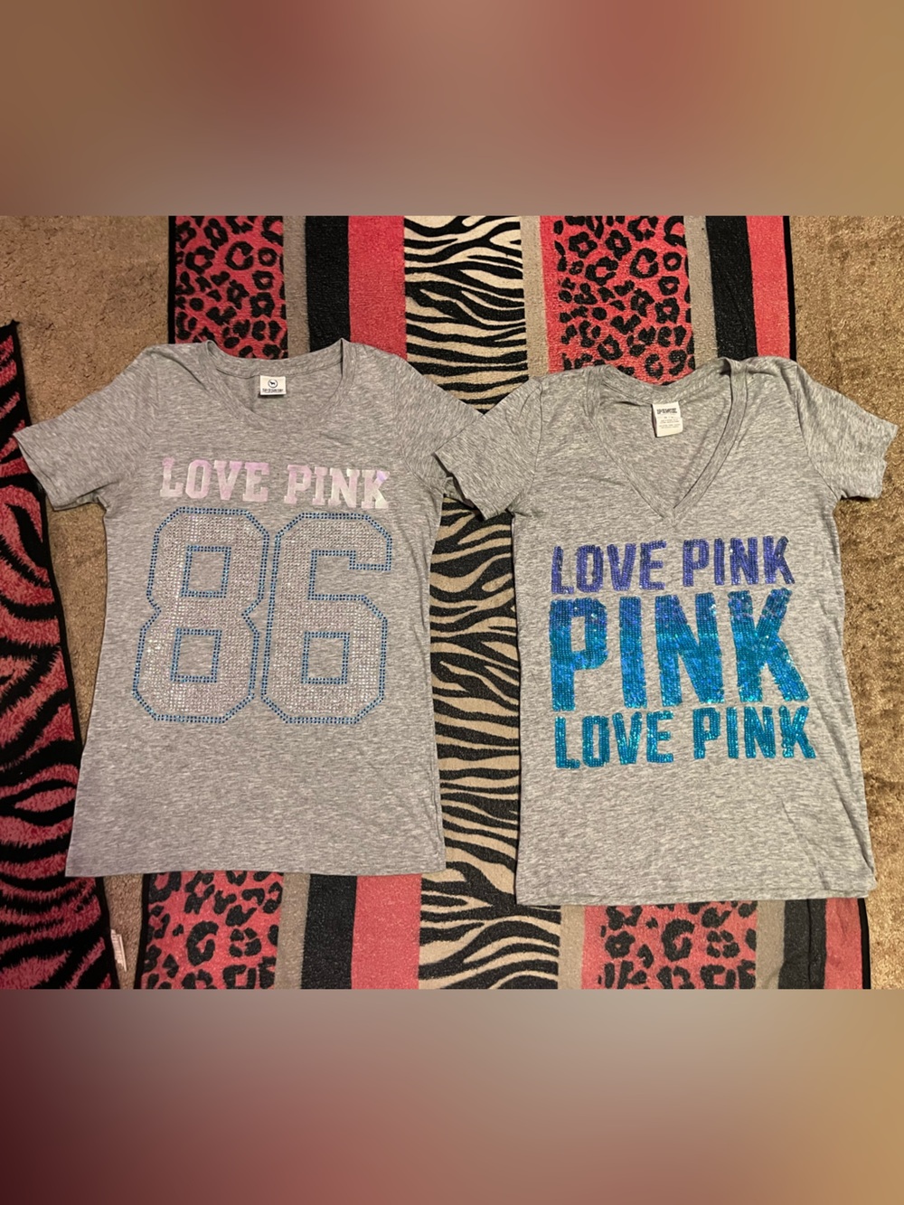 Vintage PINK Victoria's Secret sequins and rhinestones shirts bundle